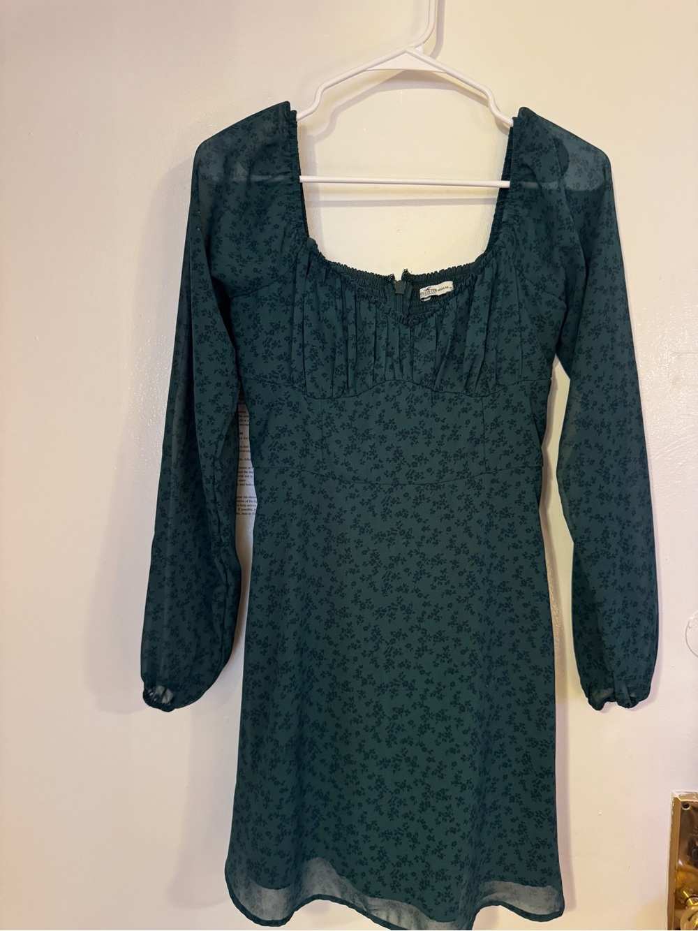 Hollister Dark Green Long Sleeve Square Neck Dress